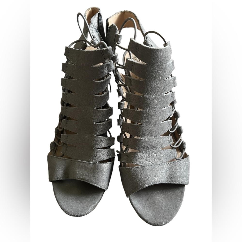 Silver block heel gladiator sandals Vince Camuto